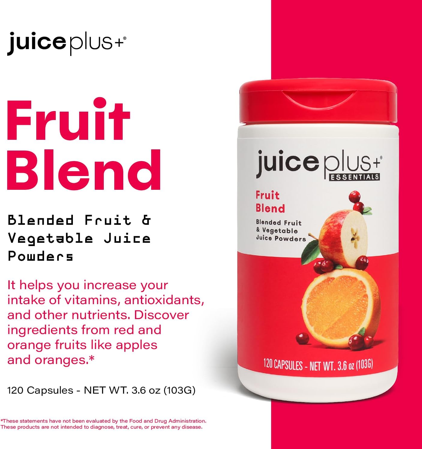 JuicePlus+ Fruit Blend Capsules – Plant-Based Whole Food Supplement (60 Servings)